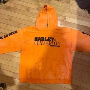 Harley Davison orange sweatshirt
